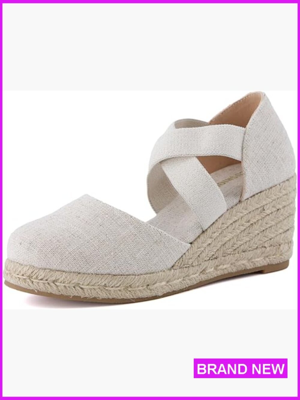 Espadrille Wedge Sandals Slip On Closed Toe Comfort Elastic Straps